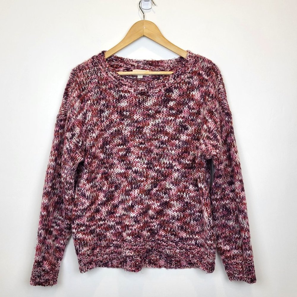 Ann Taylor LOFT Outlet Pink Marled Knit Long Sleeve Sweater, Size Medium, GUC